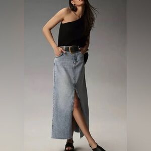 NWOT - Anthropologie Pilcro Madi Front Slit Denim Maxi Skirt
